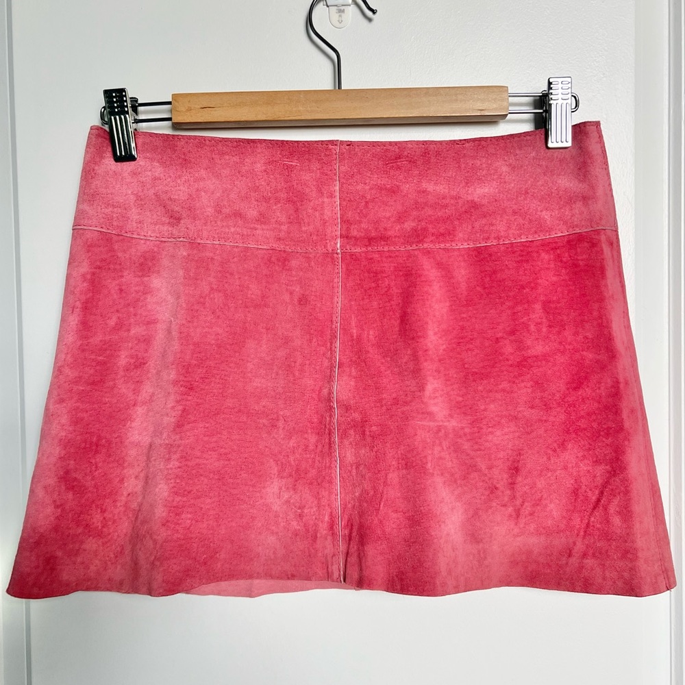 Vintage Pink Genuine Suede Mini Skirt